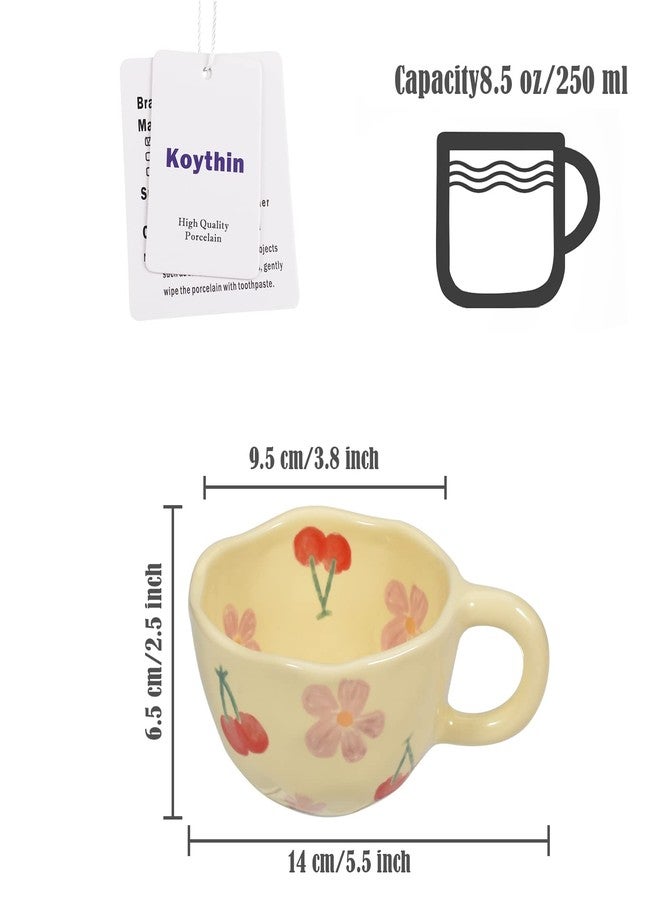 Koythin Ceramic Coffee Mug, Creative Flower Cup for Office and Home, Dishwasher and Microwave Safe, 8.5 oz/250 ml for Latte Tea Milk, Suitable for Mom on Mother's Day (Pink Cherry) - Image 2