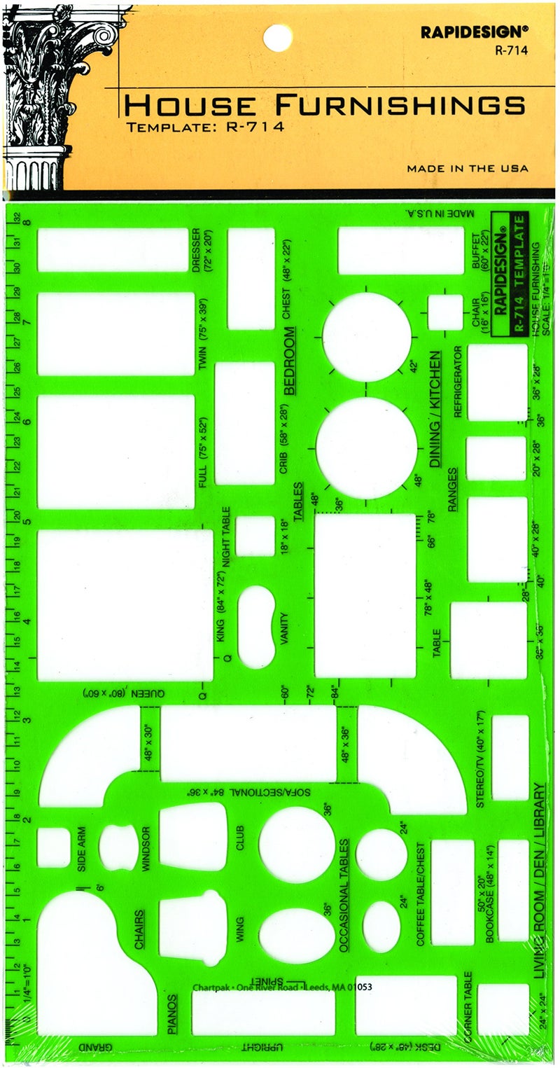 Rapidesign House Furnishings Template 14 Inch 1 Foot Scale 1 Each R714