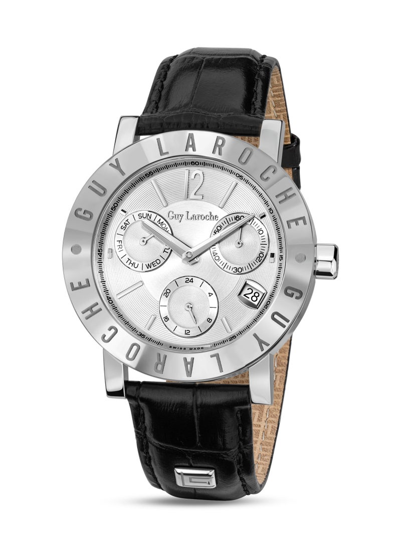 غاي لاروش ساعة أليكس للرجال بحزام جلد طبيعي أسود ٤٢ مم ٥ ضغط جوي - Image 1