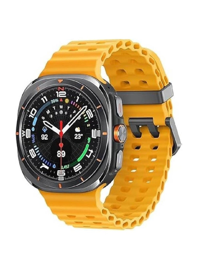 Silicone Sport Band for Samsung Galaxy Watch Ultra 47mm – No Gap Waterproof Soft Strap for Men & Women, Breathable Replacement Watch Band (Yellow)  - Image 1
