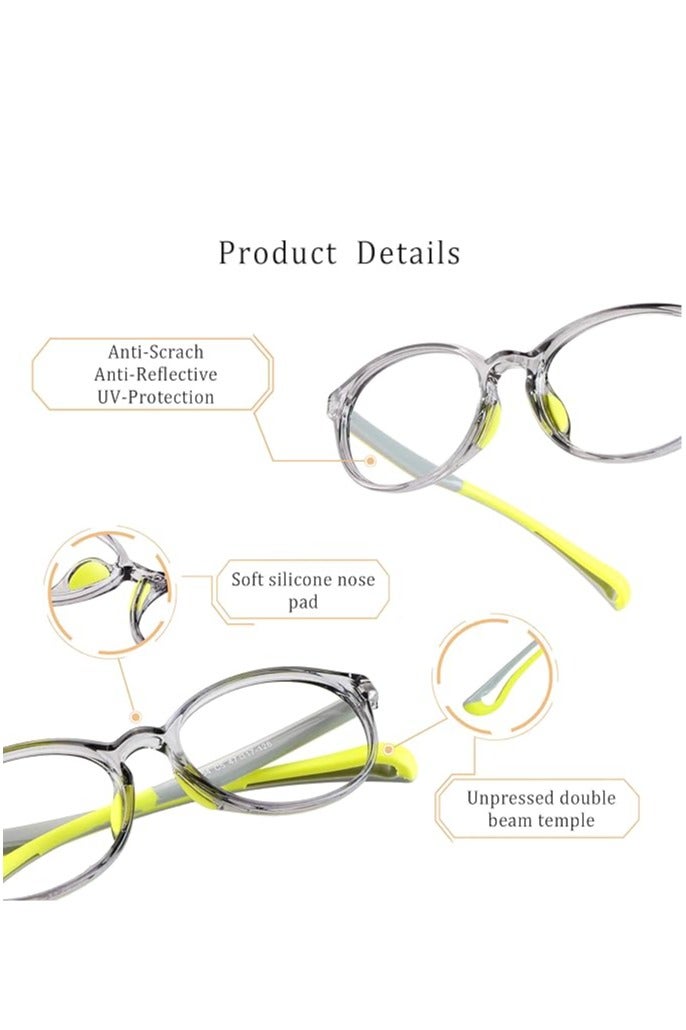 Kids Blue Light Blocking Glasses Silicon Material Anti Eyestrain UV Blocking Reading Glasses Gaming Computer Eyeglasses Light Weight Frame for Kids 3 to10 Year Old（Grey） - Image 5