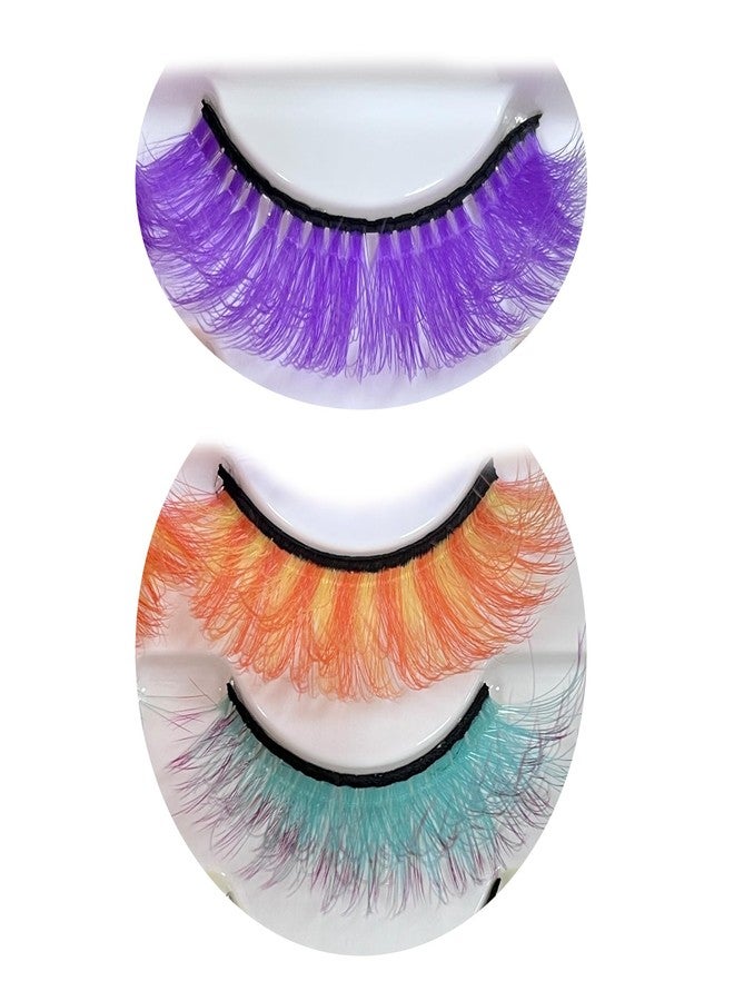 JIANGLAI Colored False Lashes 3D Faux Mink Fake Eyelashes Fluffy, Halloween Party Makeup Tools 17-20mm 5 Pairs Colorful Pink Lashes Pack (Mixed colors) - Image 4