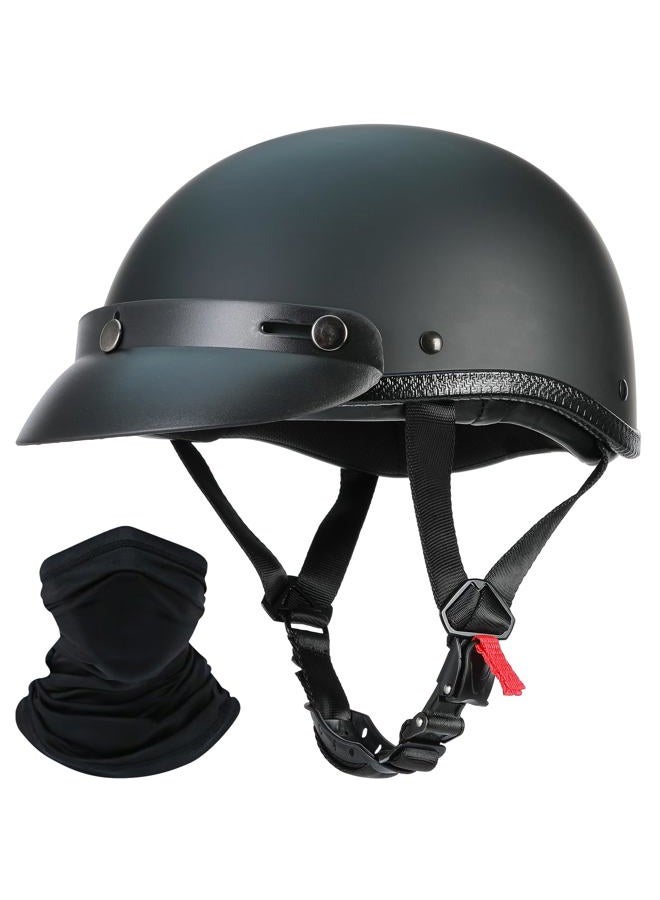 DLPACKJ Motorcycle Half Helmet,Half Shell Helmet,Matte Black,DOT/FMVSS 218 Approved (Large) - Image 1