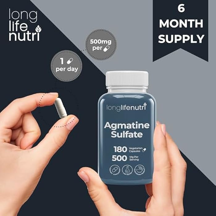 LongLifeNutri Agmatine Sulfate 500 mg, 180 Vegetarian Capsules (6-Month Supply), Dietary Supplement, Made in USA - Image 5