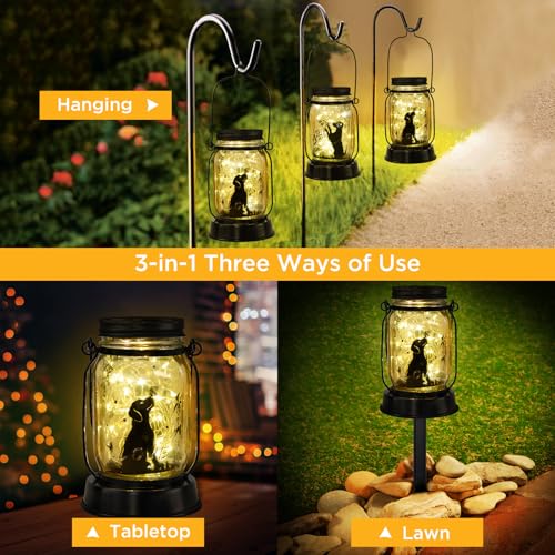 kyoryuger Dog Solar Lanterns Dog Lover Gifts for Women Men Dog Lovers Gifts Hanging Dog Lanterns with Stake for Yard Lawn Garden Decor Waterproof Dog Lights Torches - Image 2