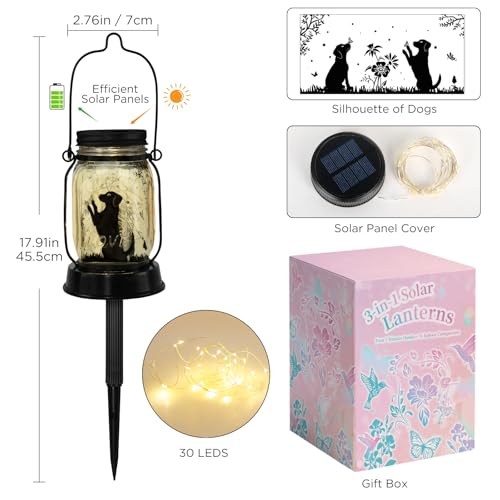 kyoryuger Dog Solar Lanterns Dog Lover Gifts for Women Men Dog Lovers Gifts Hanging Dog Lanterns with Stake for Yard Lawn Garden Decor Waterproof Dog Lights Torches - Image 4