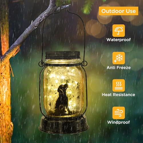 kyoryuger Dog Solar Lanterns Dog Lover Gifts for Women Men Dog Lovers Gifts Hanging Dog Lanterns with Stake for Yard Lawn Garden Decor Waterproof Dog Lights Torches - Image 3