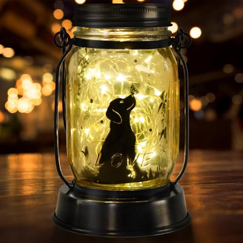 kyoryuger Dog Solar Lanterns Dog Lover Gifts for Women Men Dog Lovers Gifts Hanging Dog Lanterns with Stake for Yard Lawn Garden Decor Waterproof Dog Lights Torches - Image 1
