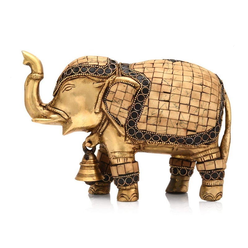 Collectible India Collectible India Brass Trunk Up Elephant Statue Animal Feng Shui Decorative Home Office Royal Showpiece Figurine(Size 7.5 x 5.5 Inches) - Image 3