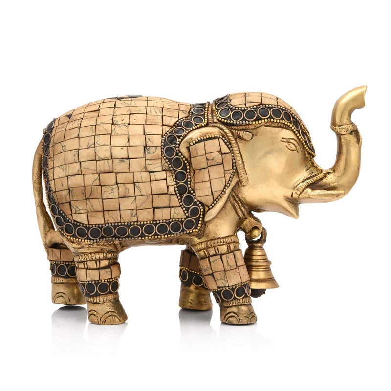 Collectible India Collectible India Brass Trunk Up Elephant Statue Animal Feng Shui Decorative Home Office Royal Showpiece Figurine(Size 7.5 x 5.5 Inches) - Image 4