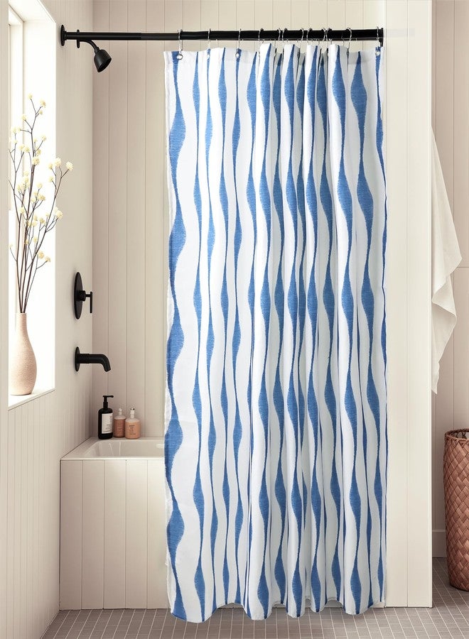 Treory Artistic Shower Curtain Set: Serene Blue Wave Pattern Shower Curtain, Tie-Dye Inspired Waterproof Fabric, Bohemian Bathtub Bathroom Decorations Home Décor with Hooks, 72" x 72" - Image 5