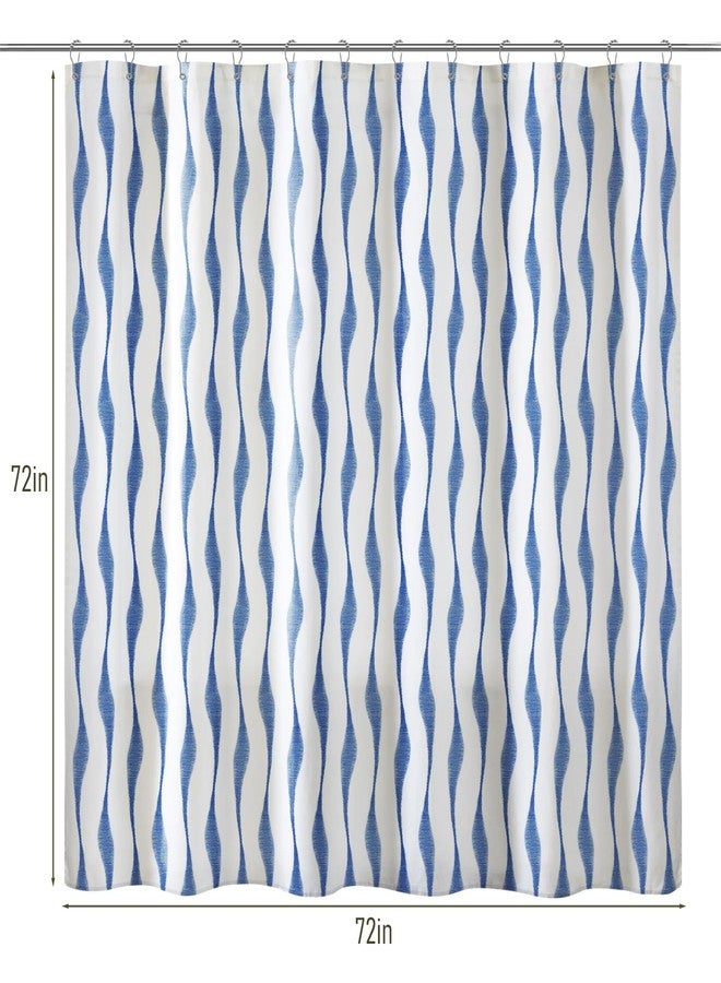Treory Artistic Shower Curtain Set: Serene Blue Wave Pattern Shower Curtain, Tie-Dye Inspired Waterproof Fabric, Bohemian Bathtub Bathroom Decorations Home Décor with Hooks, 72" x 72" - Image 2