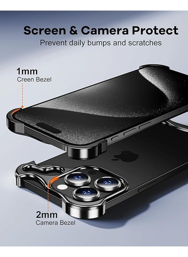 iPhone 16ProMax/16Pro Frameless Metal Case Thin Bezel Hard Shock Resistant Ultra Thin Men's and Women's Minimalist Aluminum Case - Image 5