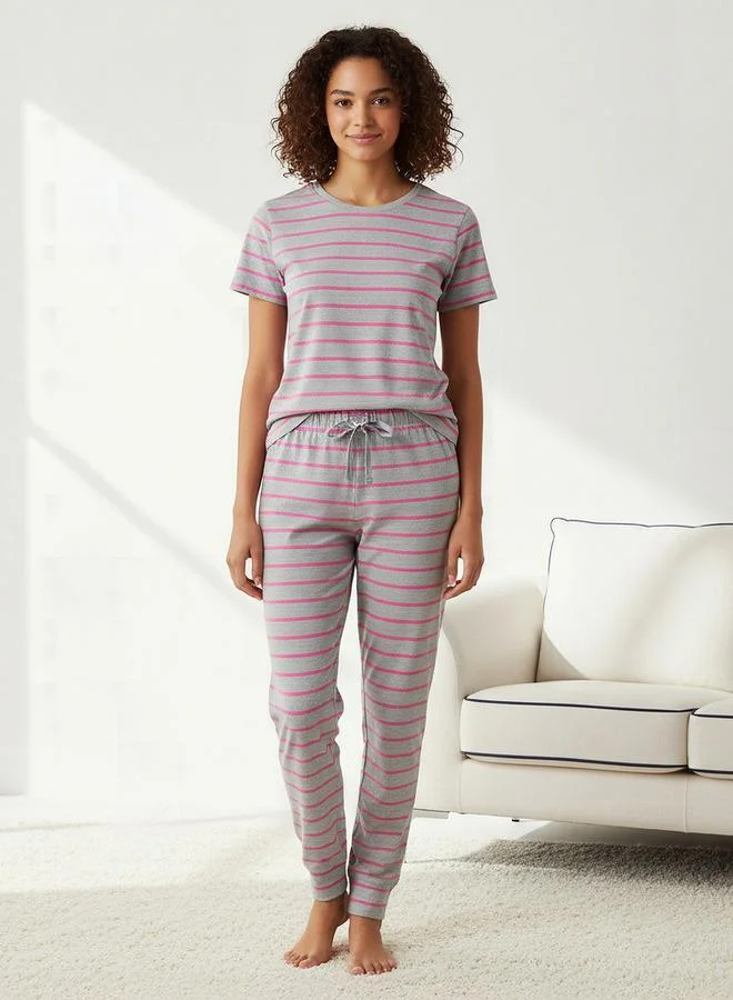 سبلاش فيڤ طقم بيجاما قميص مخطط وسروال