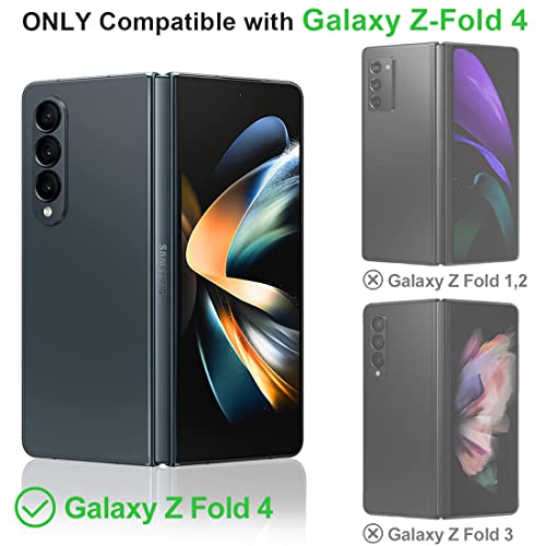 KEZiHOME for Samsung Galaxy Z Fold 4, Genuine Leather Wallet Case [RFID Blocking] with Card Holder Flip Folio Kickstand Magnetic Case Compatible with Samsung Z Fold 4 5G(Black/Brown) - Image 2