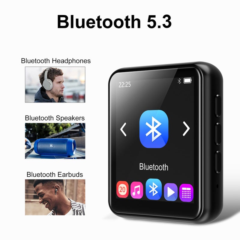 64GB Bluetooth MP3 Player with Touch Screen, Portable Speakers, High Fidelity Sound Quality, FM Radio, Recording, e-Book Support - Expandable to 128GB - Image 3