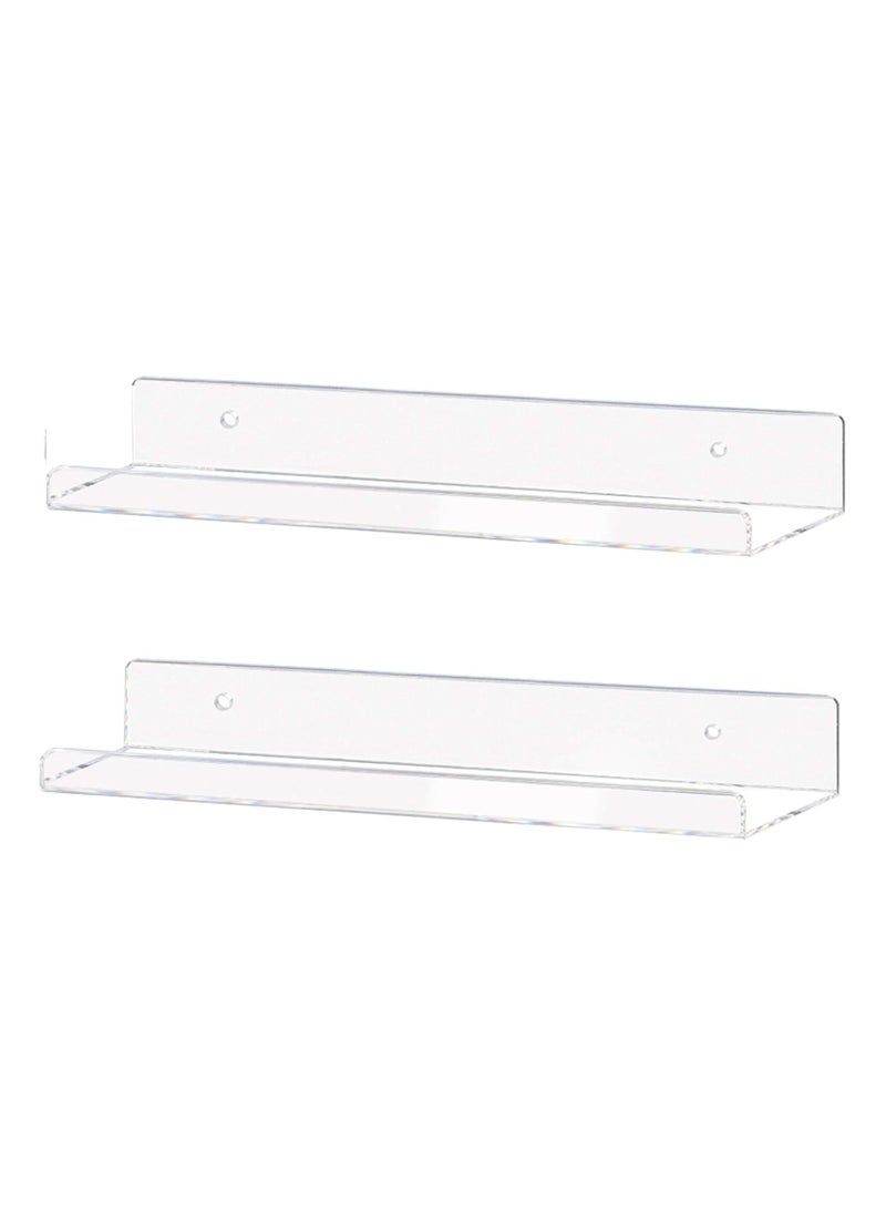 TPGP Clear Acrylic Shelf 15" Invisible Floating Wall Ledge Bookshelf, Kids Book Display Shelves Wall Mounted (15 Inch 2Pack)  - Image 1