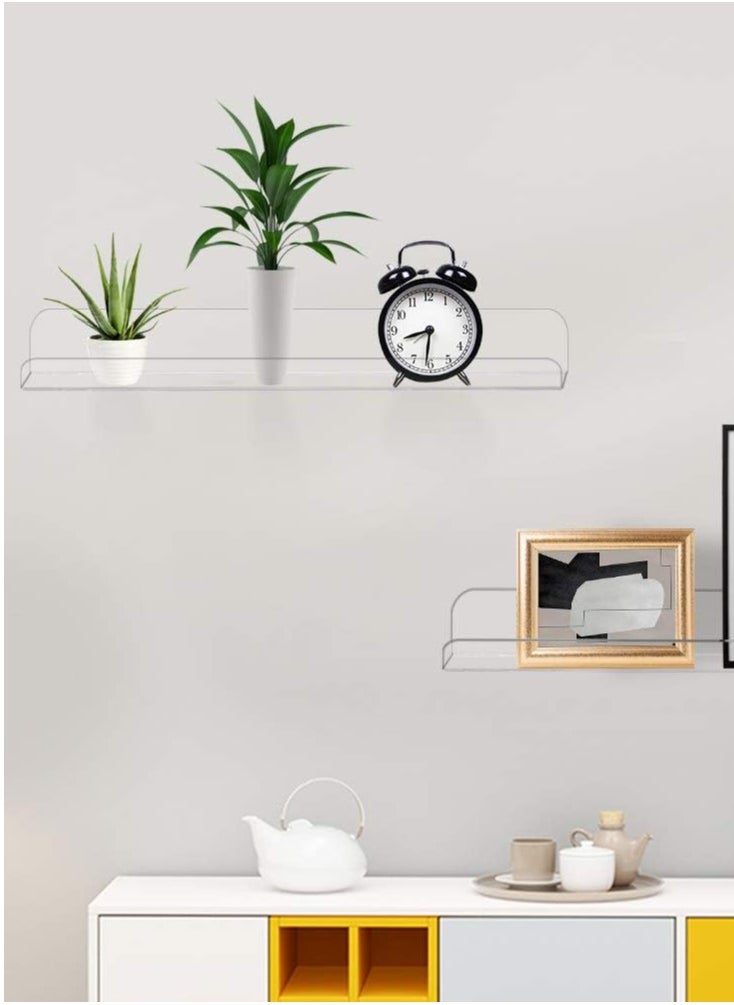 TPGP Clear Acrylic Shelf 15" Invisible Floating Wall Ledge Bookshelf, Kids Book Display Shelves Wall Mounted (15 Inch 2Pack)  - Image 3