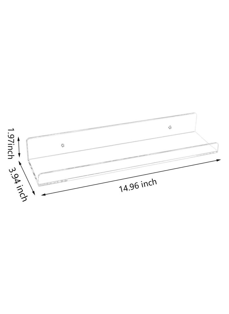 TPGP Clear Acrylic Shelf 15" Invisible Floating Wall Ledge Bookshelf, Kids Book Display Shelves Wall Mounted (15 Inch 2Pack)  - Image 5
