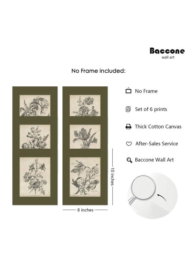 Baccone Vintage Floral Wall Art Sketch Flower Prints Antique Botanical Canvas Wall Art Decor Vintage Etchings Floral Poster Green Botanical Painting Sage Green Artwork for Bedroom 8x10x6 Inch Unframed - Image 2