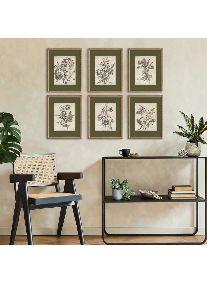 Baccone Vintage Floral Wall Art Sketch Flower Prints Antique Botanical Canvas Wall Art Decor Vintage Etchings Floral Poster Green Botanical Painting Sage Green Artwork for Bedroom 8x10x6 Inch Unframed - Image 5