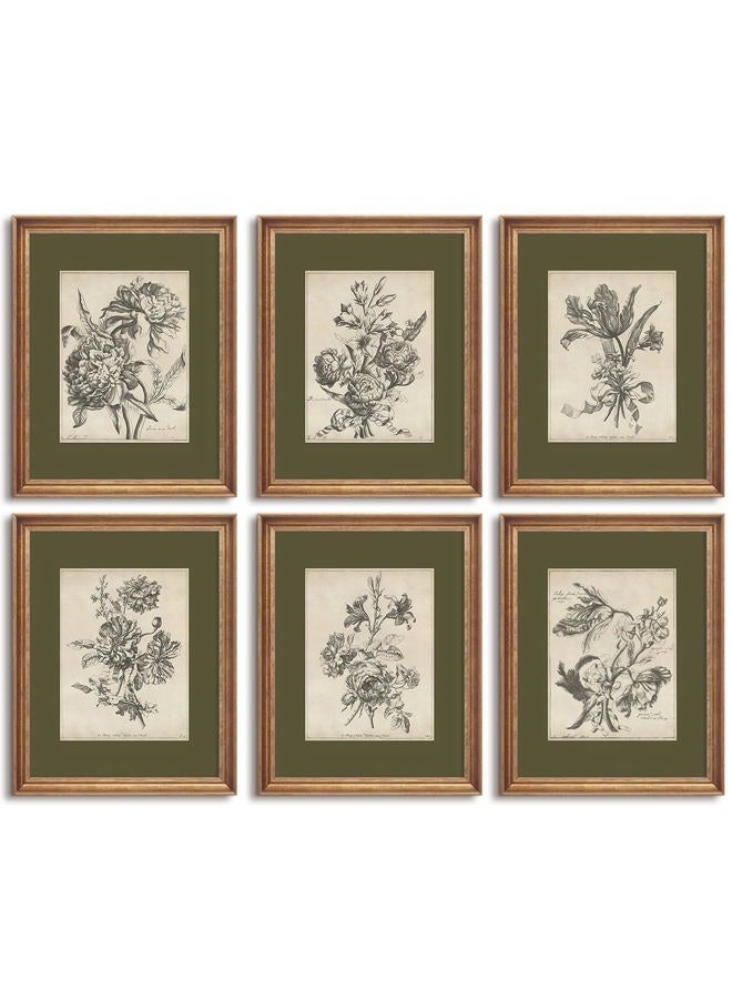 Baccone Vintage Floral Wall Art Sketch Flower Prints Antique Botanical Canvas Wall Art Decor Vintage Etchings Floral Poster Green Botanical Painting Sage Green Artwork for Bedroom 8x10x6 Inch Unframed - Image 1