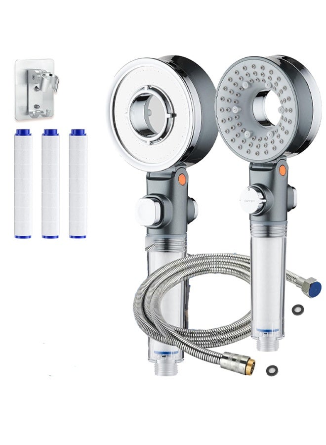 Bukela Filtered High Pressure Shower Head, Removes Chlorine, For Hard Water & Hair Loss, 3 Modes with Adj. Flow Pause, Double Sided (All-in-One Upgrade Kit - Image 1