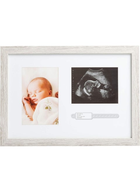 Kate & Milo Rustic Bracelet ID and Sonogram Frame, Rustic Pregnancy Keepsake Picture Frame, Gender-Neutral Nursery Décor