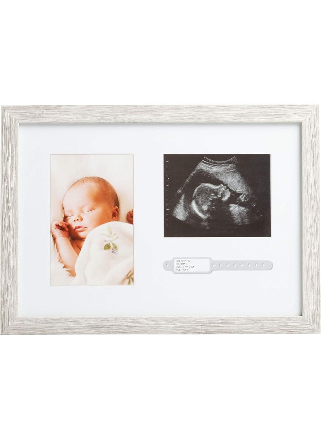 Kate & Milo Kate & Milo Rustic Bracelet ID and Sonogram Frame, Rustic Pregnancy Keepsake Picture Frame, Gender-Neutral Nursery Décor  - Image 1