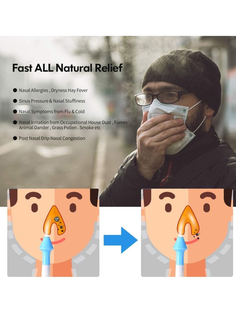 Generic - Neti Pot Sinus Rinse Bottle 300ml Nasal Rinse Kit Nose Wash Cleaner Nasal Irrigation for Adult & Kid (with 2 Nozzles &30 Nasal Since Salt Packets) - Image 1