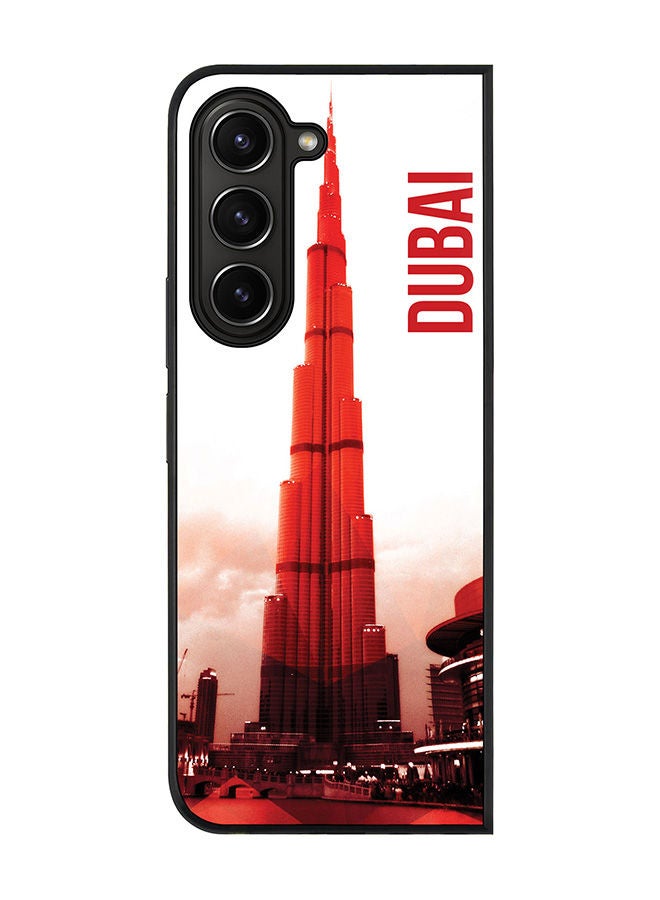 Stylizedd حافظة حواف سوداء متينة لهاتف سامسونج جالاكسي زد فولد 5، حافظة مرنة رقيقة من المطاط TPU - دبي - برج خليفة - Image 1
