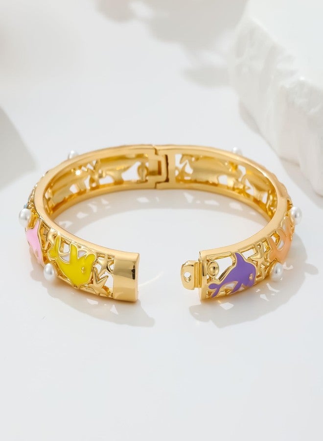 Ethlyn Gold Plated Colorful Openable Kids Baby Girls Bangles Bracelets Birthday Christmas Gifts Birthday Presents for children, 4.6, Metal, no gemstone - Image 4