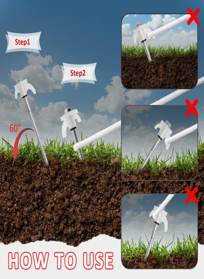 MCCKLE 20 Pack 8" Screw in Tent Stakes Heavy Duty Ground Anchors Screws for Camping, Canopy, Awning and Outdoor Tent Pegs - Metal Tent Stakes with Hex Head Driver & Storage Box - Image 4