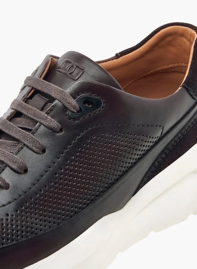 دوتشيني Mens Textured Lace-Up Low Ankle Sneakers