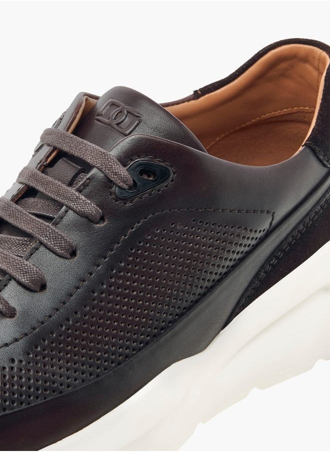 DUCHINI Mens Textured Lace-Up Low Ankle Sneakers  - Image 4