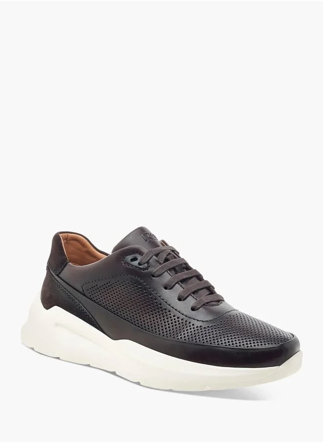 دوتشيني Mens Textured Lace-Up Low Ankle Sneakers