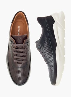 DUCHINI Mens Textured Lace-Up Low Ankle Sneakers  - Image 2