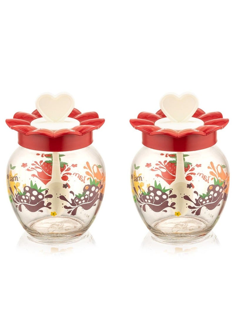 كلوكس سكرية زجاج شكل مرطبان مع ملعقة طقم 2 قطعة للمطبخ - Image 2