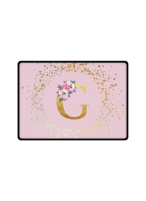 Designer Gaming Mouse Pad  Anti-Skid Mousepad Large Keyboard Mouse Pad Desk Mat Custom Monogram Initial Letter Floral Pattern Alphabet - G  (Pink)