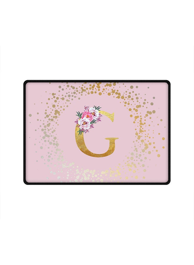 Stylizedd - Designer Gaming Mouse Pad  Anti-Skid Mousepad Large Keyboard Mouse Pad Desk Mat Custom Monogram Initial Letter Floral Pattern Alphabet - G  (Pink) - Image 1