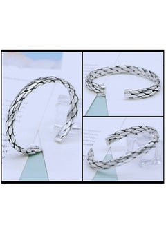 S925 Sterling Silver Cuff Bracelet Handwoven Wide Bracelet Bracelet Men's and Women's Jewelry