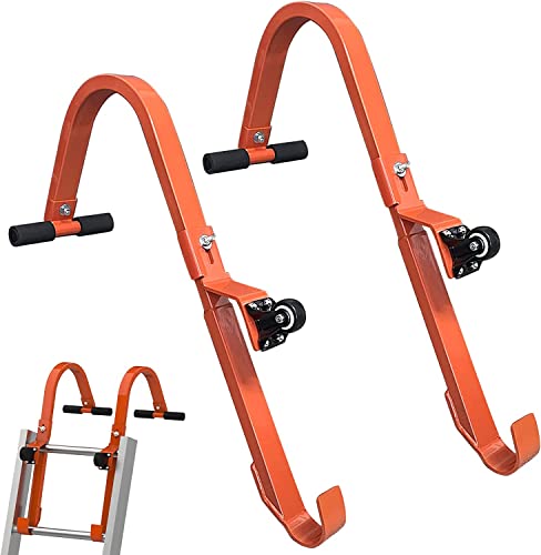 Foozet Roof Ladder Hook, 2 Pack Ladder Stabilizer, Heavy Duty Steel 500 Lbs Weight Ratin, Roof Ridge Extension with Wheel for Safe and Easy Access - Image 1
