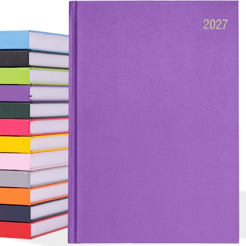 evelay 2025 A4 A5 Day to Page Diary Full Year Planner Desk Hardback Academic Organiser for Home Office School (A4 Page a Day, Purple) - Image 1