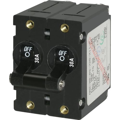 Blue Sea Systems 7237 A-Series Black Toggle Circuit Breaker, Double Pole, 30A - Image 2