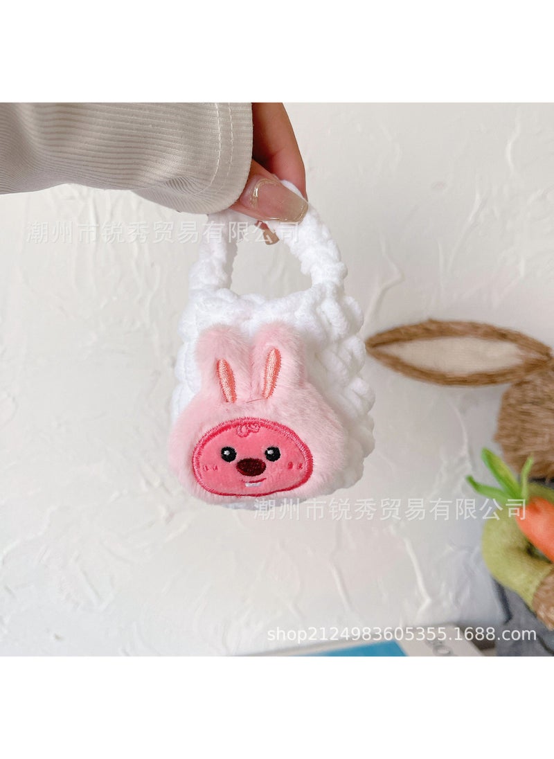 Arabest Protective Plush Mini Coin Pouch beaver headphone bag white 