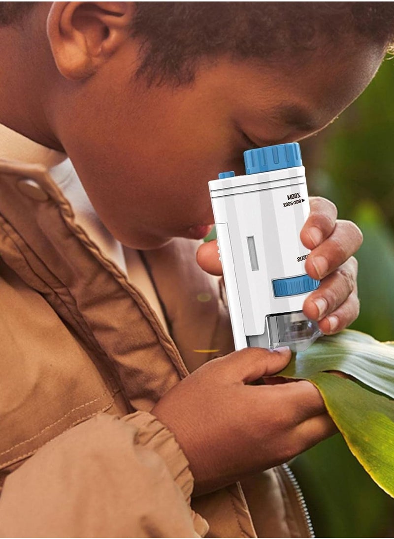 General Illumination microscope, 80x-200x zoom mini microscope, portable microscope for children, mini hand magnifying glass with LED illumination for children of science students  - Image 2