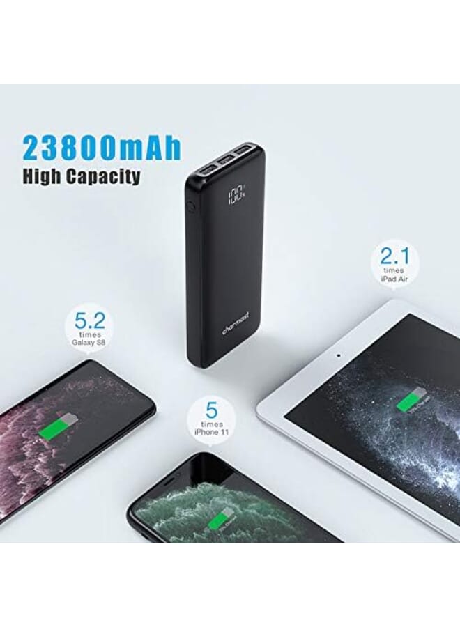 Power Bank Pd 23800Mah Usb C 18W Power Delivery Portable Charger Led Display Battery Pack With 2 Input And 4 Output Compatible With Cell Phone Tablets