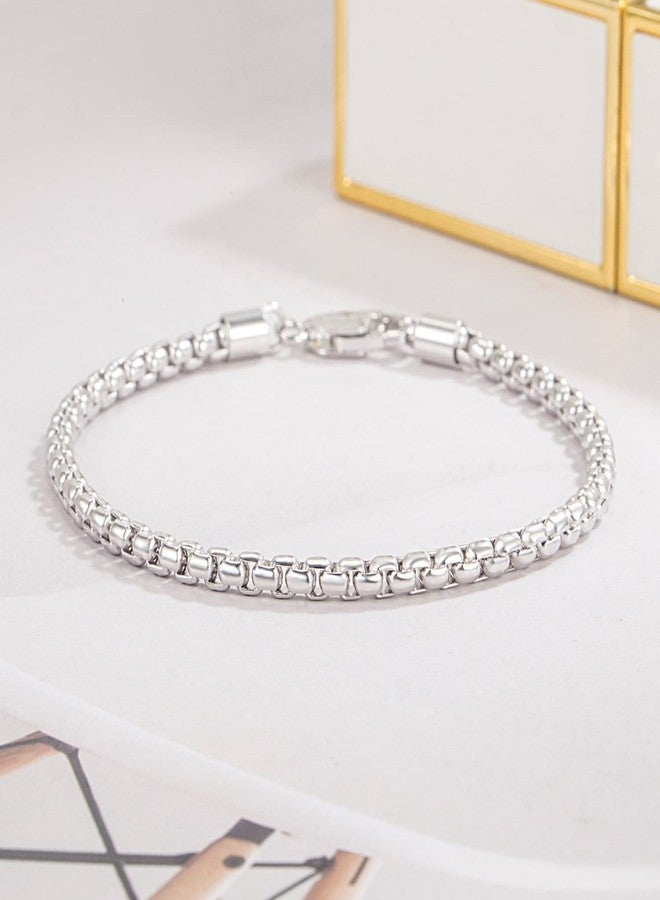 Dankadi 925 Sterling Silver Bracelet Men Women 3MM Square Rolo Link Round Box Chain 6.3" 6.7" 7" 7.5" 8" 8.5" 9" Bangle Unisex Jewelry Gift (Silver, 7 inches) - Image 5