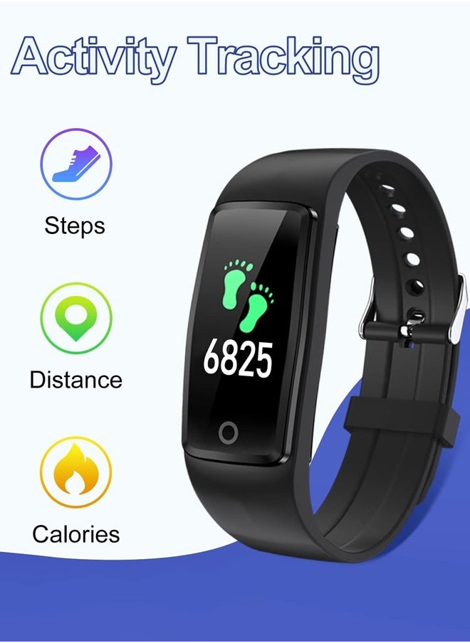 GRV - Fitness Tracker Non Bluetooth Fitness Watch No App No Phone Required Waterproof Pedometer Watch with Steps Calories Counter Sleep Tracker for Men Women Parents (Black) - Image 1