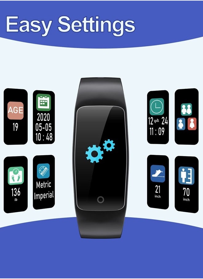 GRV - Fitness Tracker Non Bluetooth Fitness Watch No App No Phone Required Waterproof Pedometer Watch with Steps Calories Counter Sleep Tracker for Men Women Parents (Black) - Image 1